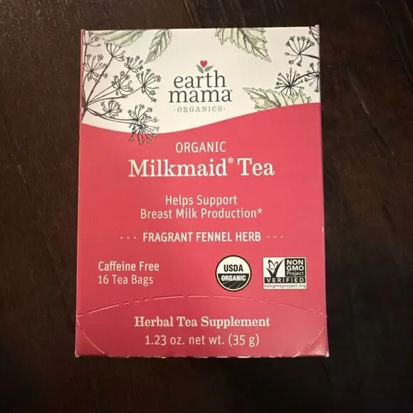 Earth Mama NIB organic milkmaid tea herbal supplement caffeine free breast milk - Picture 1 of 5